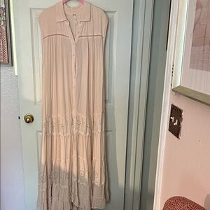 Free People Cream Long Sleeve Maxi Dress